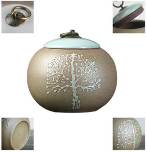 Urna Funeraria Estilo Americano SOULURNS para Cenizas Humanas y de Mascotas, Diseño Pintado a Mano del Árbol de la Vida en Color Marrón - Product Image 3