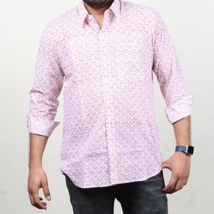 Chemise imprimée à la main avec motifs de fleur, en tissu de coton pur, - Product Image 1