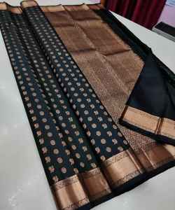 Kanchipuram Saree en soie tenue de soirée mariage indien dernier créateur Banarasi coton soie Sari avec chemisier vêtements pour dames grossiste ethnique - Product Image 4