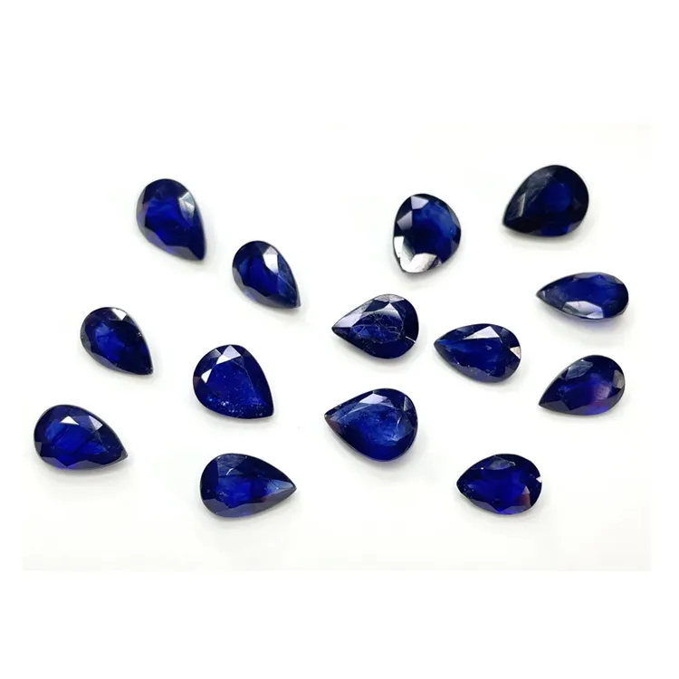 Pemasok India Menjual Batu Permata Bentuk Pir Safir Biru Alami 6X8 7X9 8X10 Ukuran untuk Perhiasan dengan Harga Terendah