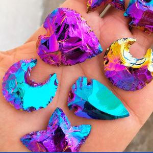 Fengfeng shui — cabochon en pierre d'obsidienne noire pour hommes, sculpture croissant de cristal en pierre précieuse, décoration de lune, de cœur et d'étoile, flèche, vente en gros - Product Image 1