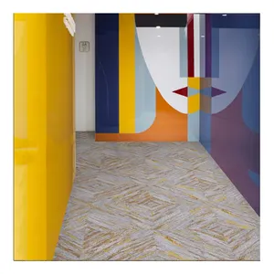 Kolay kurulum çıkarılabilir yanmaz ofis halısı ev 50x50 ticari Karpet fayans PVC altlıklı halı