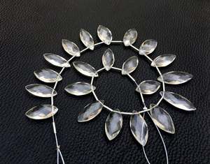 Pierres précieuses en Quartz clair naturel, 21 pièces, perles en forme de Marquise à facettes, fabrication de bijoux en cristal incolore, vente en gros - Product Image 4