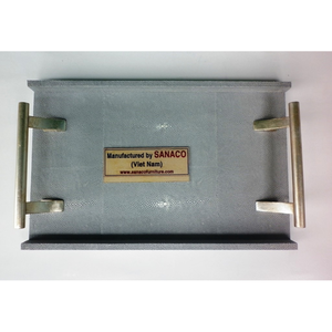 Faux Shagreen Tea Serving Tray DAPHOCO Model 052 Handmade Retro Design Made in Ho Chi Minh City Vietnam Light Grey Finish Decor - Product Image 6