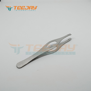 Pince à épiler professionnelle en acier inoxydable argenté de 10 cm, pointe inclinée, poignée élégante, écologique, durable, idéale pour le traitement des poils des sourcils - Product Image 2