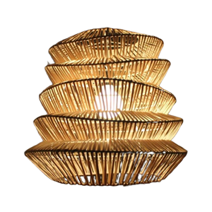 Wave Tower-shaped <b>Rattan</b> <b>Pendant</b> Light, Creative Lighting <b>Pendant</b>, Restaurant Lighting - Product Image 2