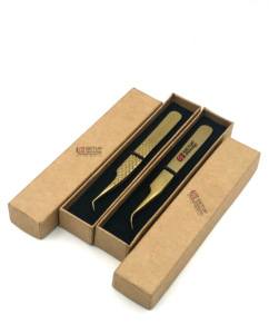 แหนบต่อขนตาแบบโค้งสแตนเลสพลาสม่าสีทอง45องศาเครื่องมือเสริมความงามโลโก้ออกแบบได้ตามต้องการ - Product Image 4