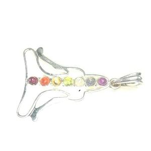 7 Chakra Forme Méditant Bouddha De Vie Pendentifs En Métal Argent pierre naturelle reiki guérison pendentif chakra pierre précieuse - Product Image 3