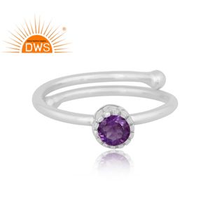 Bague en pierre d'améthyste naturelle, anneau en argent Sterling fin, empilable, fabricant de bijoux - Product Image 3