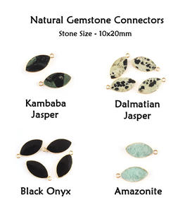 Conector de forma de marquesa de jaspe dálmata genuino al por mayor conector de fabricación terminado de un solo bucle DIY con borde galvanizado dorado - Product Image 3