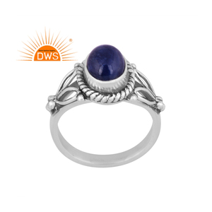 Vente chaude oxydé en argent Sterling naturel Lapis Lazuli pierre précieuse déclaration bague bijoux pour femmes cadeau pour elle - Product Image 2