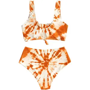 Maillot de bain deux pièces Tie Dye, Tankini, taille haute, ensemble deux pièces, pour filles, Offre Spéciale