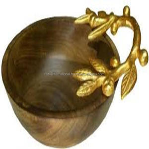 Argent métal poignée en bois bol - Product Image 2