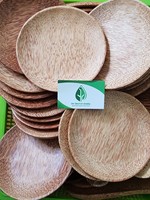 Bols de plaque en bois de noix de coco jetables de haute qualité autour de la vaisselle personnalisée pour le marché de la Corée-vente en gros