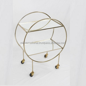 Chariot de bar en métal argenté et en verre Chariot de bar en métal au design de luxe Chariot de bar en métal Chariot de bar pour cuisine et hôtel Chariot de support pour boissons - Product Image 3