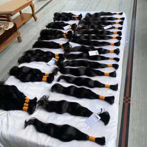 Paquetes de tejido de cabello humano virgen brasileño crudo alineado con cutícula natural, extensiones de cabello a granel crudo negro natural de grado 10a 11a - Product Image 1