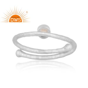 Anillo apilable de piedra de perla Natural de plata de ley fina, joyería para mujer, regalo para ella - Product Image 3