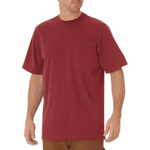 Camiseta de Algodón Roja de Manga Corta para Hombre con Bolsillo, Corte Regular, Cuello Redondo, Tejido Jersey, Color Sólido - Product Image 1