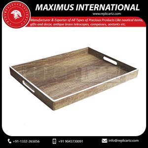 Replicartz IQ-IT-43 Natural Wood Mirror Service Tray with Handles for Eating Coffee Breakfast Afternoon Tea & Decoration - Product Image 3