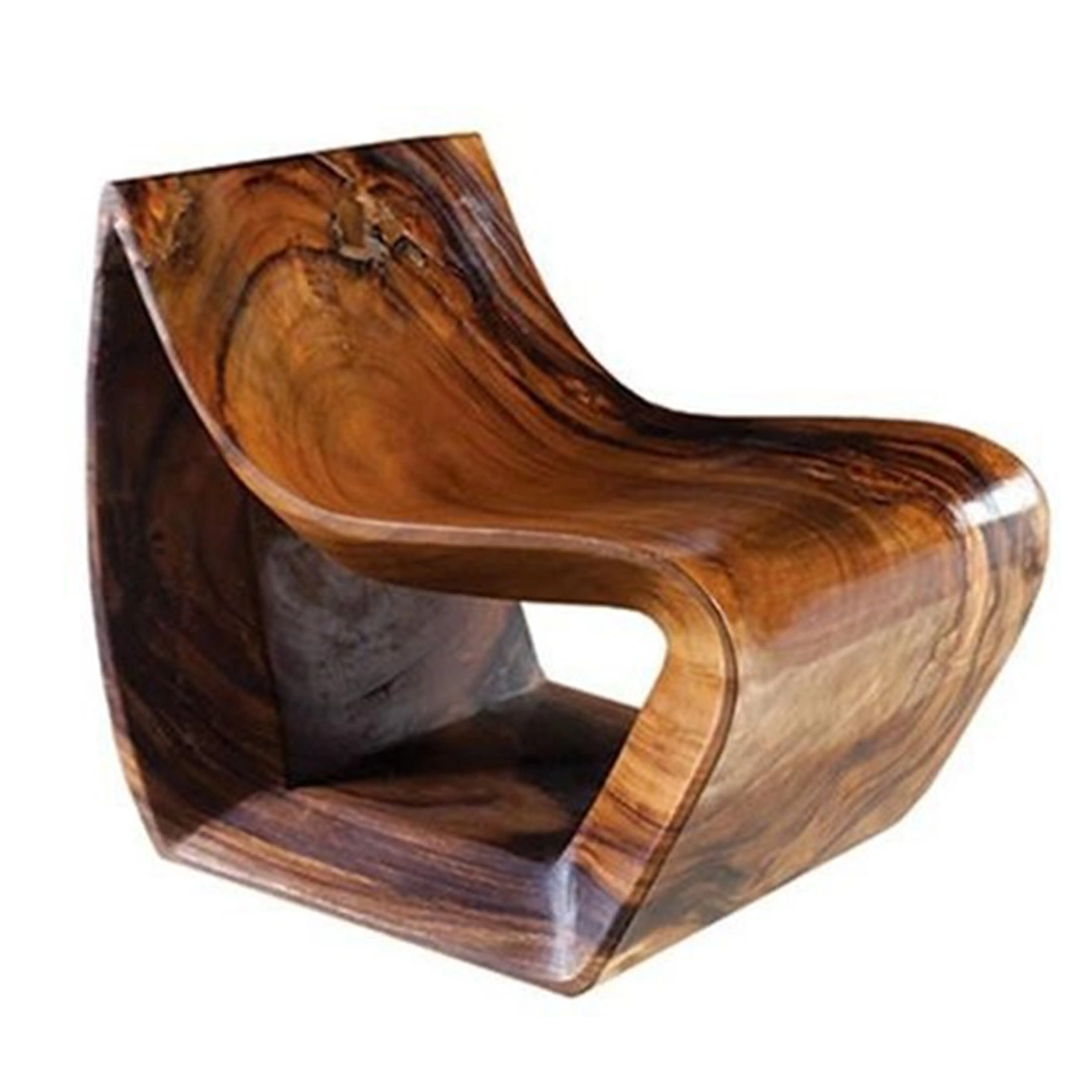 Hot Sale Massive Wood Curved Armchair Archive Shape Strong Brown For the living room
