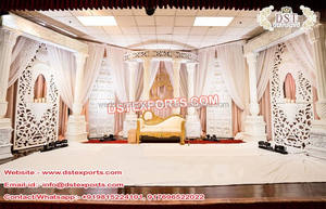 Decoración de escenario de boda, escenario tradicional de Rajasthani, impresionante escenario de boda, embellecedor de escenario de recepción de boda - Product Image 4