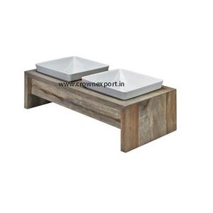 Wooden Feeding Bowl <b>For</b> <b>Pet</b> Feeding Natural Finished Custom Logo Dog Bowl <b>Pet</b> Feeder Made In India Round Shape Feeding Station - Product Image 3