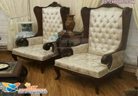 Chaise à baldaquin baroque dorée de style français avec tabouret, ensemble de chaises à baldaquin en bois sculpté traité, taille personnalisée, pour salon, luxe moderne