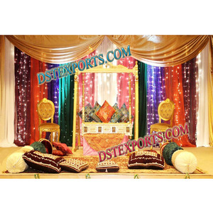 งานแต่งงานใหม่ Mehandi เวทีที่มีสีสันการตกแต่งเวทีงานแต่งงานของชาวมุสลิมเวที Mehandi - Product Image 1