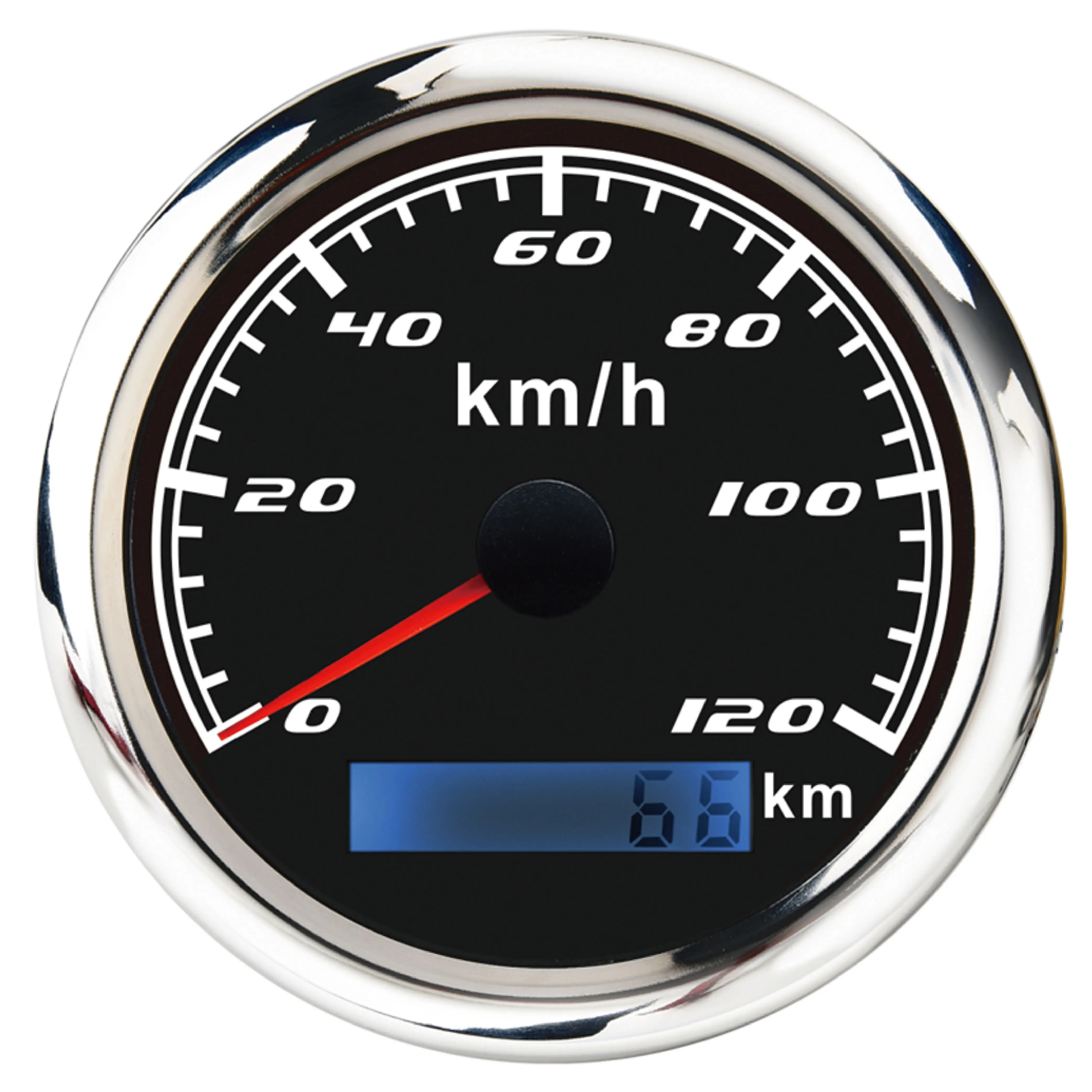 85 mm needle white LED and LCD display 120 kmh speedometer gauge