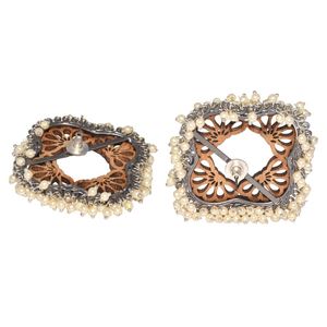 Bijoux en bois treanding fait à la main en argent se ressemblent en laiton plaqué or boucles d'oreilles ethniques pour filles et femmes - Product Image 2