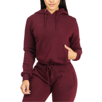 Ensemble de survêtement 2 pièces pour femme, hiver, sweat à capuche et pantalon de jogging, 100% coton, écologique, logo personnalisé, manches longues, grandes tailles, épais