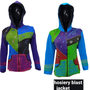 เสื้อมีฮู้ดผ้าวูลลายดอกไม้มีสไตล์สไตล์สไตล์โบฮีเมียนแบบฮิปปี้เสื้อแจ็คเก็ตแฟชั่นมีซิปแต่งระบายตกแต่งด้วยขนนกปักลาย - Product Image 1