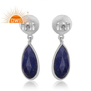 Lapis Lazuli Gemstone Earrings Jewelry Wholesaler Fine Silver Drop Dangle Earring For Women Jewelry Supplier - Product Image 3