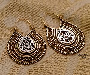 Pendientes de aro de Color dorado y plateado para mujer, aretes de aro Tribal, aretes de Aro para mujer - Product Image 2