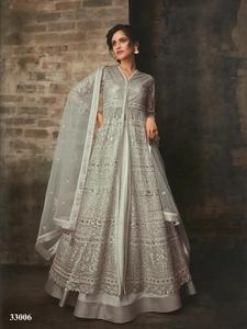 Élégante robe indienne et pakistanaise à pantalon Long-kurta ornée de perles de verre en cristal pierre travaillée pour le mariage 2021 - Product Image 4