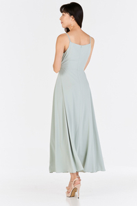 Robe longue sans manches en crêpe de lin noir 100 % respirante, coupe ample, col carré, nouvelle collection, haute qualité, idéale pour l'été - Product Image 4