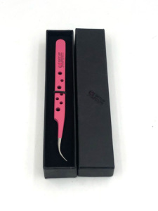 Instruments de beauté professionnels en acier inoxydable courbé rose poudre revêtement cercle Style diamant poignée extension de cils pince à épiler - Product Image 6