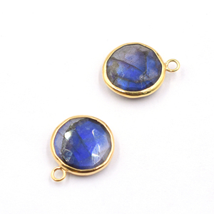 จี้ห้อยทำมือทรงกลมลาบราโดไรต์เงินแท้ 925 ชุบทอง 14K/18K - Product Image 1