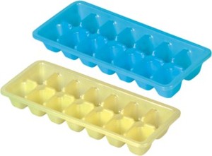 Bac à glaçons en plastique 14 cavités bleu et jaune, qualité alimentaire, résistant au congélateur - Product Image 3