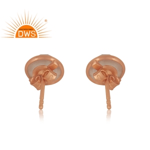 Pendiente de tuerca de piedras preciosas de cuarzo rosa Natural de Plata de Ley 925 para mujer, joyería para mujer, regalo para ella - Product Image 3