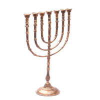 Tige ronde cuivre finition antique Menorah à 7 branches Hanukkah de 28 pouces de haut en aluminium Menorah Hanukkah