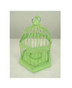 蜡烛Tae灯座绿色金属鸟笼，用于花园和家庭