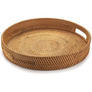 Plateau de service rond en rotin, panier de Buffet tissé en rotin avec poignées, meilleure vente du vietnam, - Product Image 5