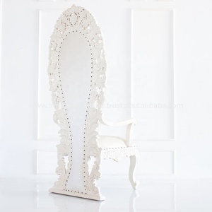 Sillas de boda de lujo blancas antiguas con respaldo alto, cómodas para banquetes, fiestas, muebles usados de bajo precio para hoteles, salas de estar - Product Image 5
