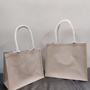 Sacs fourre-tout en coton de grande taille avec petite poignée, promotionnels en gros, sacs de shopping en toile de jute naturelle à la mode, logo personnalisé - Product Image 1