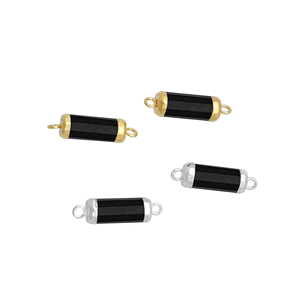 Connecteur de cylindre de pierres précieuses Amazonite plaqué or, connecteur pour Bracelet, 2 boucles - Product Image 3