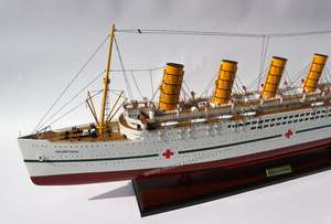 HMHS MAURETANIA 1916 Modèle en bois Bateau peint Style nautique Europe Artisanat Nouveauté Cadeau Décor à la maison - Product Image 4