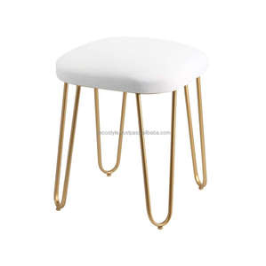 Tabouret de Dressing Ottoman Metal Foot stool Velvet Poufs stool Base en laiton Velvet Poufs stool indian - Product Image 1