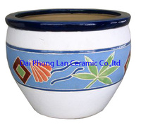 Pot de fleurs en céramique moderne éco-responsable en argile bleue et blanche fait à la main, pour l'intérieur/l'extérieur, pour la décoration de la maison, du jardin et de la pépinière