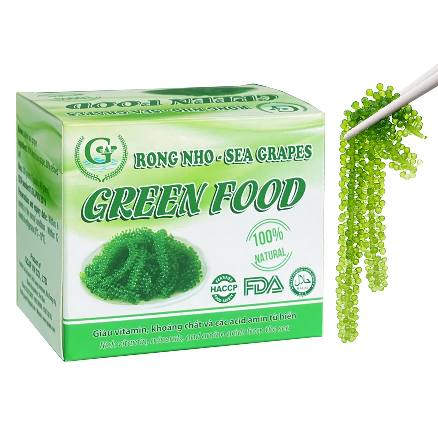 Natural Green Organic Green Food Dried Seasoned Salted Sea Grapes Seaweed 200 Grams From Viet Nam - HIGH QUALITY